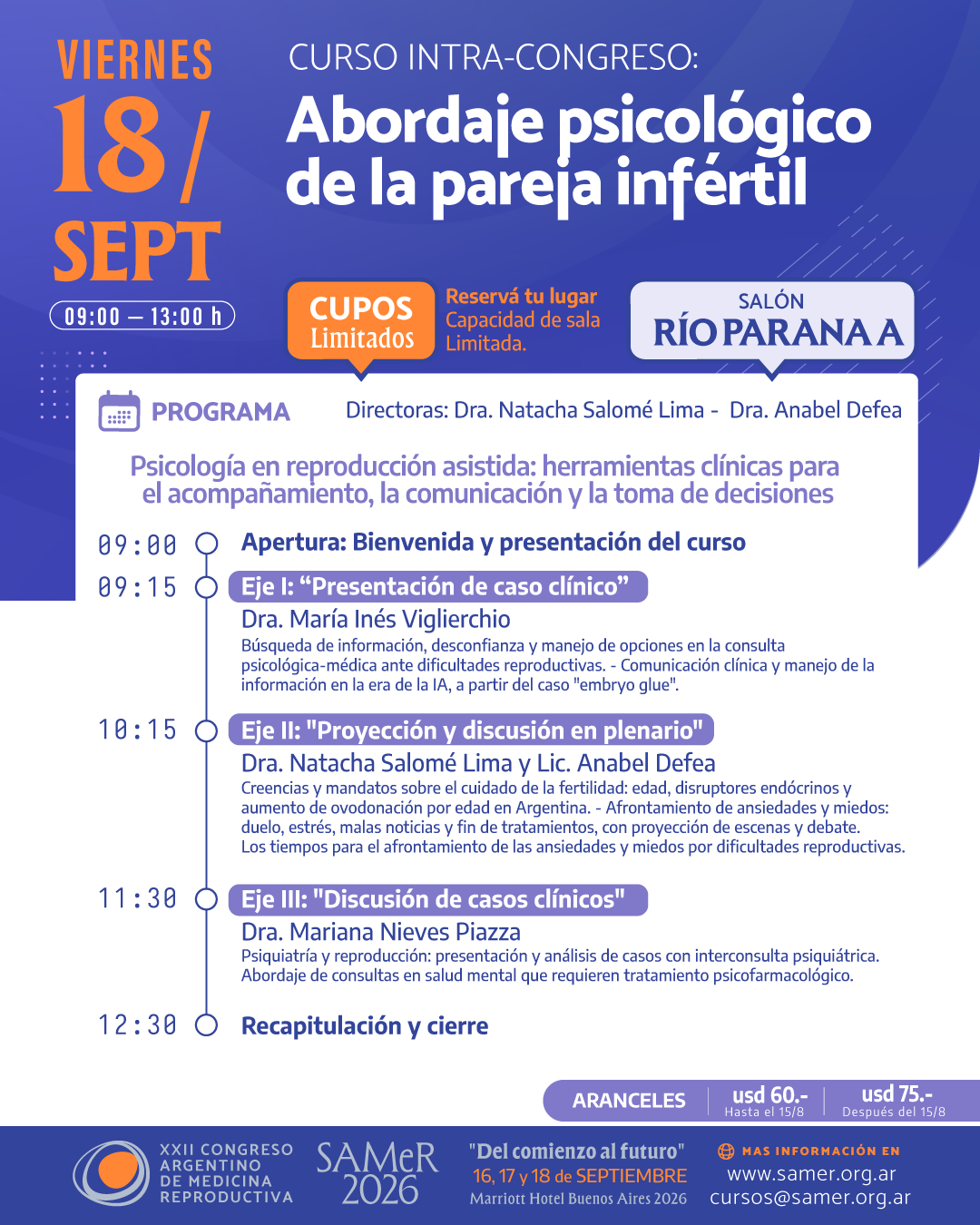 Curso Intracongreso: Abordaje psicológico de la pareja infértil