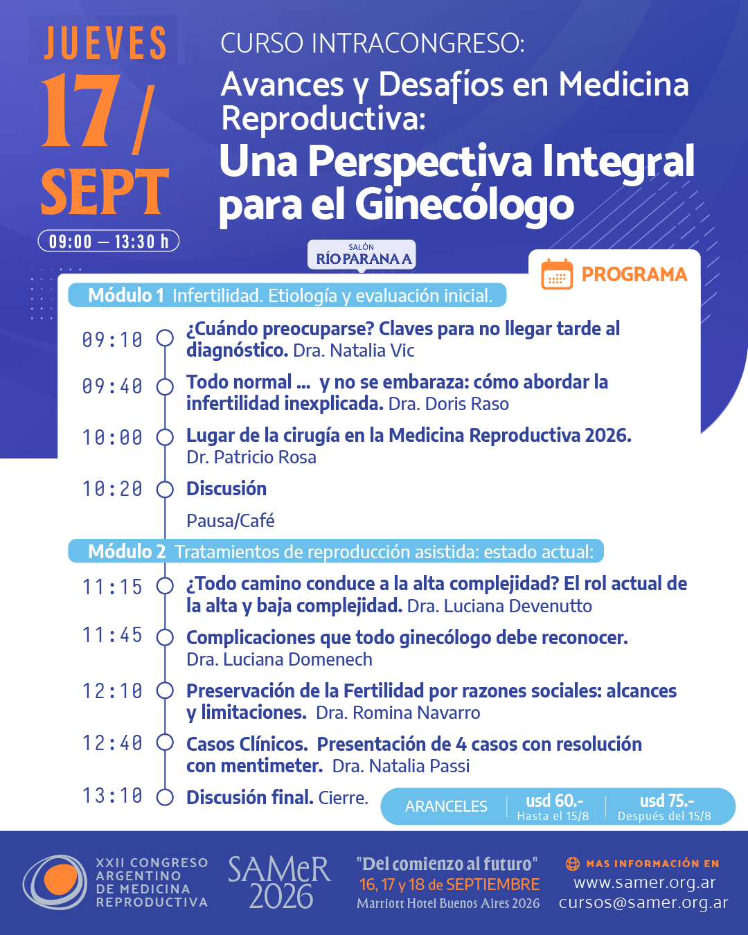 Curso Intracongreso: Avances y desafíos en Medicina Reproductiva