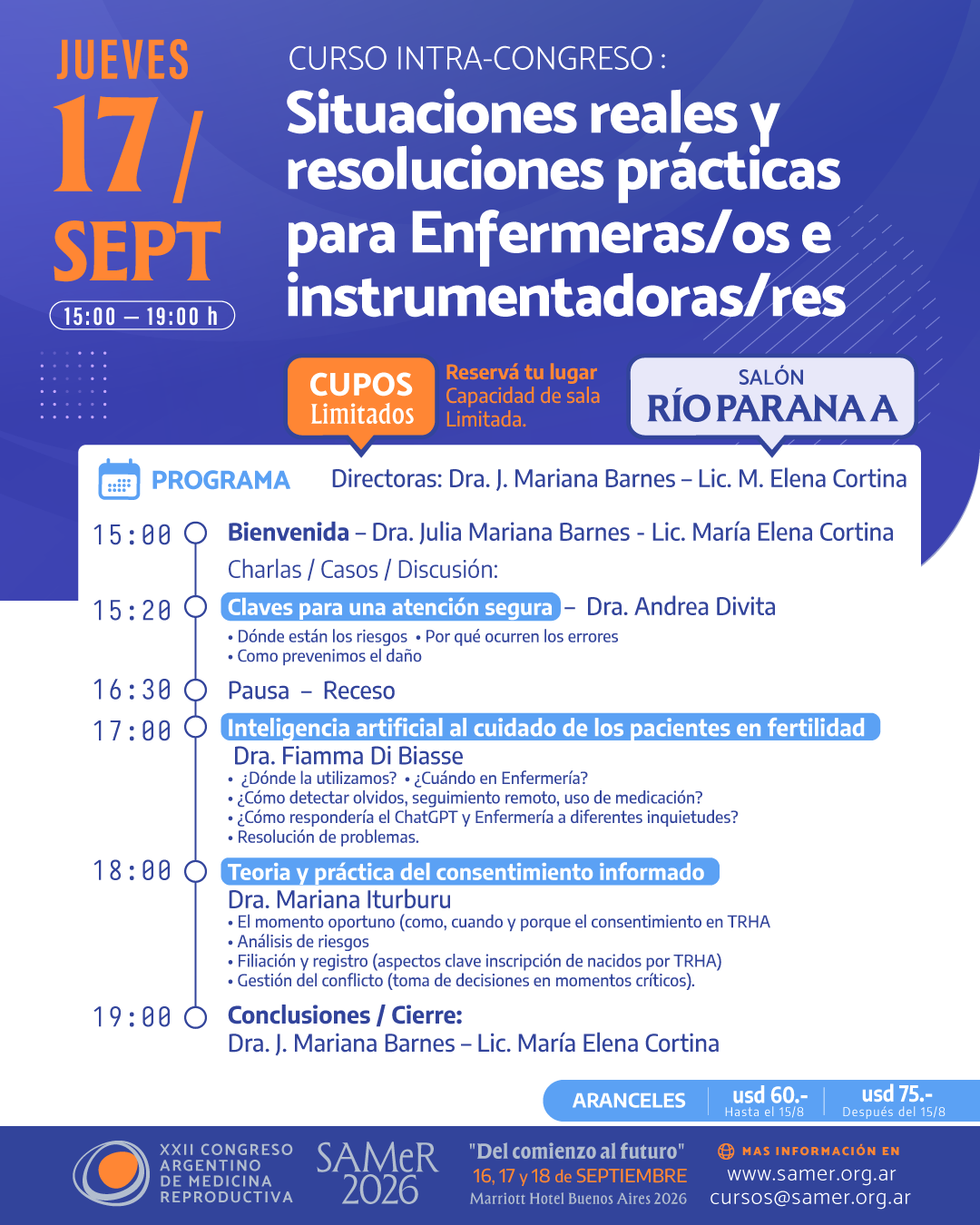 Curso Intracongreso para Enfermeras, Enfermeros e Instrumentadoras e Instrumentadores